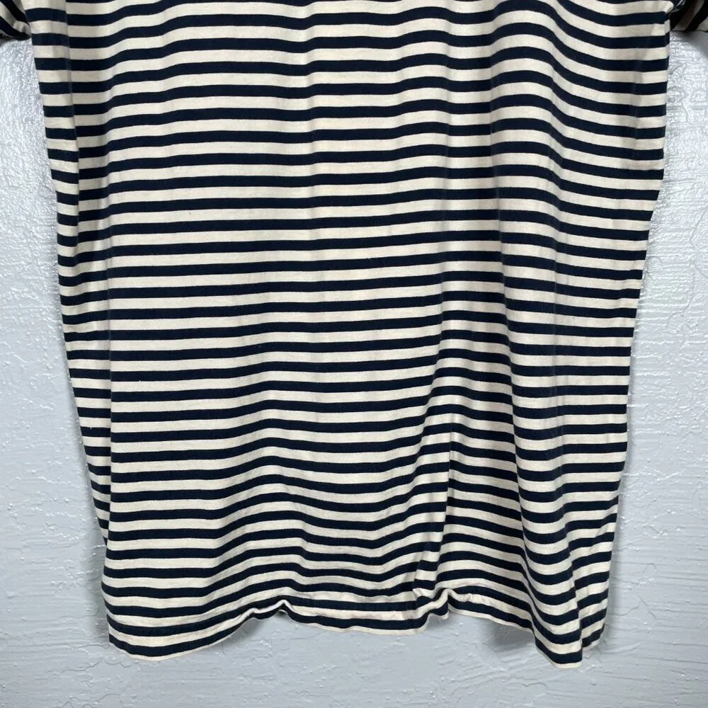 Ralph Lauren Men L Blue White Red Stripe Polo Shirt Short Sleeve Preppy Golf